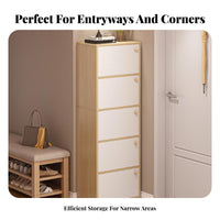 Space-Saving Tipping Shoe Cabinet Large Capacity Narrow Multi-Tier Locker Easy to Assemble Household Furniture Flip-down Drawers for Apartment Dwellers, Homeowners, Entryway, Small Areas, Hallway, Mudroom
