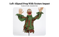 Zombie Yard Decoration with Ground Stake | Glowing Light-up Eyes, Ragged Distressed textile Clothing, Half-Body Zombie Prop, for spooky attraction