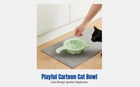 Ceramic Cat Bowl with Handle, Cartoon Pet Food Dish, Non-Slip Base, Cute Feeding Plate, Multi-Color Options