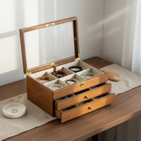 Large Capacity Walnut Jewelry Box Delicate Finish Wooden Jewelry Box