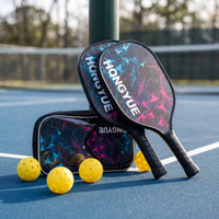2 Pieces Honeycomb Core Pickleball Paddle Set Geometric Pickleball Paddle with Balls Perforated Rackets Anti-Slip for Beginners, Recreational Players, Students, Community Centers, Schools