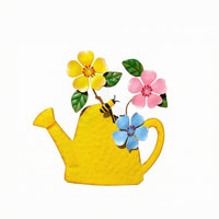Watering Can Wall Art Handmade Metal Watering Can Decor Iron Flower Wall Decor Outdoor Floral Hanging Plaque Easy to Hang