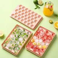 Round Soft Drink Ice Maker for Home Bar, 33-Cavity Polypropylene Ice Trays for Party Supplies, Easy-Release Spherical Ball Mold