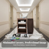 Hotel Cleaning Cart Multi-Versatile Hotel Cleaning Trolley Multifunctional Linen Collection Trolley for Housekeepers, Janitors, Hotels, Resorts