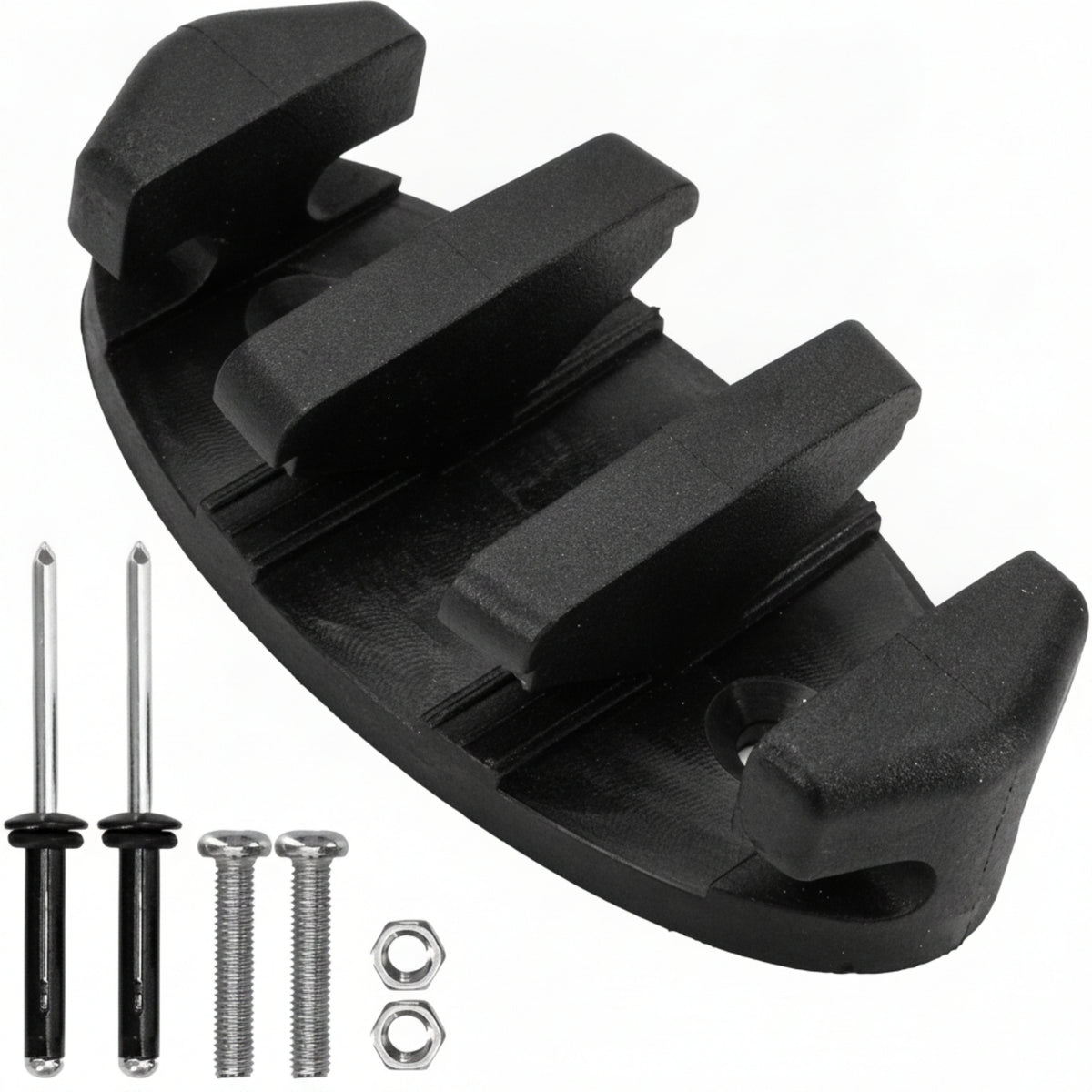 Black Boat Tether Base Textured Nylon Clamping Base Matte Finish