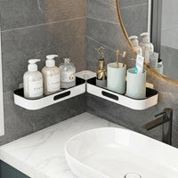 Foldable corner shelf for shower and bathroom, self-adhesive spice shelf kitchen, modern kitchen organizer without drilling, 1-tier