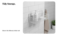 Drilltool-Tool-Less Installation Adhesive Corner Shelf Set No Drilling Adhesive Corner Organizer Space-Saving Bathroom Organizer Waterproof for Homeowners, Families, Students, Shower, Kitchen, Toilet, Dorm Room