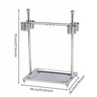 Bird Perch Stand with Feeding Cups Sturdy Avian Play Stand with Tray Heavy Duty Parrot Playstand for Pet Birds