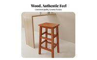 Solid Wood Construction Four-Legged Wooden Stool Vintage Design Unadorned Wooden Seat Multi-Purpose Backless High Chair Mortise and Tenon Joinery for Homeowners, Business Owners, Cafe, Restaurant, Home, Kitchen