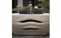 Multi-Purpose Chinese Design Tea Brewing Cooker Heat Insulated and Anti-Scalding Multifunctional Fire Fireplace Table Easy Ignition System Convertible Fire Table with Lid for Indoor, Courtyard, Garden