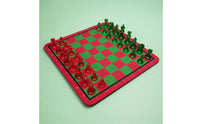Easy to Stow Red Green Chess Board Set Lightweight Plastic Chess Set Colorful for Beginners, Kids, Travel, School