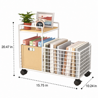 Iron Metal Storage Shelves with Wheels 2 Tier Heavy Duty Rolling Shelving Unit