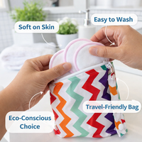 Reusable Makeup Remover Pads, 10 Pack Bamboo Face Washable Eco Friendly for Ladies, 3-Layer Cleansing with Laundry Storage Bag