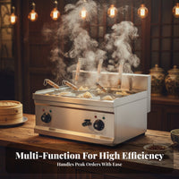 Electric Countertop Pasta Cooker Multifunctional Cooking Commercial Noodle Boiling Machine High Efficiency Multi-Basket Pasta Boiler for Chefs, Hotel