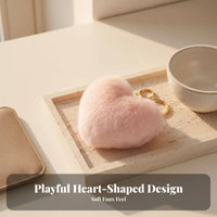 Soft Hint Soft Heart Keychain Cute Design Heart Soft Ball Keychain Gold Tone Clasp for Girls, Women, Handbag Decoration, Backpack, Car Keys