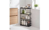 Floor Standing Rack with Slanted Shelves Rust-Resistant 3-Tier Storage Rack Compact Shelving Unit for Washroom