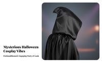 Halloween Tcloaked Long Hooded Cloak Unisex Full-Length Tie-Neck Mantle adaptable Accessory Costume Cape for Children, actors, Cosplayers, Stage Performances, Theatrical Productions, Cosplay Conventions, historical festival Faires