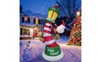 Inflatable Lighthouse with Santa and Reindeer Outdoor Inflatable Lighthouse with Santa Lighted Christmas Decoration for Yard, Lawn
