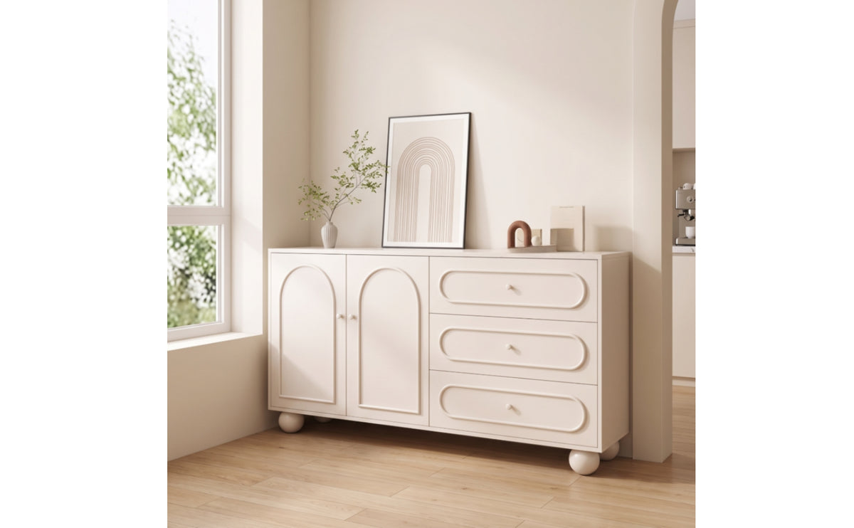 Sideboard with Drawers Modern Cabinet with Drawers Arched Sideboard Cabinet for Dining Room, Kitchen