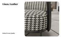 Fashion-Forward Houndstooth Armchair Stylish Design Upholstered Accent Chair Ergonomic spine supportrest Living Room Seating Wide Seat for Interior Designers, Business Owners, Reception Area, Hotel Lobby, cosmetics studio, Bedroom