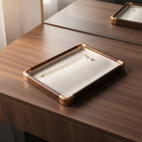 Jewelry Tray with Slots Rectangular Desktop Jewelry Display Lined for Vanity