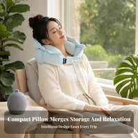 Ice-Silk Inflatable Neck Pillow Storage Container Travel Neck Pillow Lightweight Rest Aid Compact