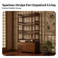 Multifunctional Tiered Tea Shelf with Drawers Multi-Drawer Storage Furniture Large Capacity Space-Saving for Homeowners, Collectors, Fromice Workers, Living Room, Home, Study, Bedroom