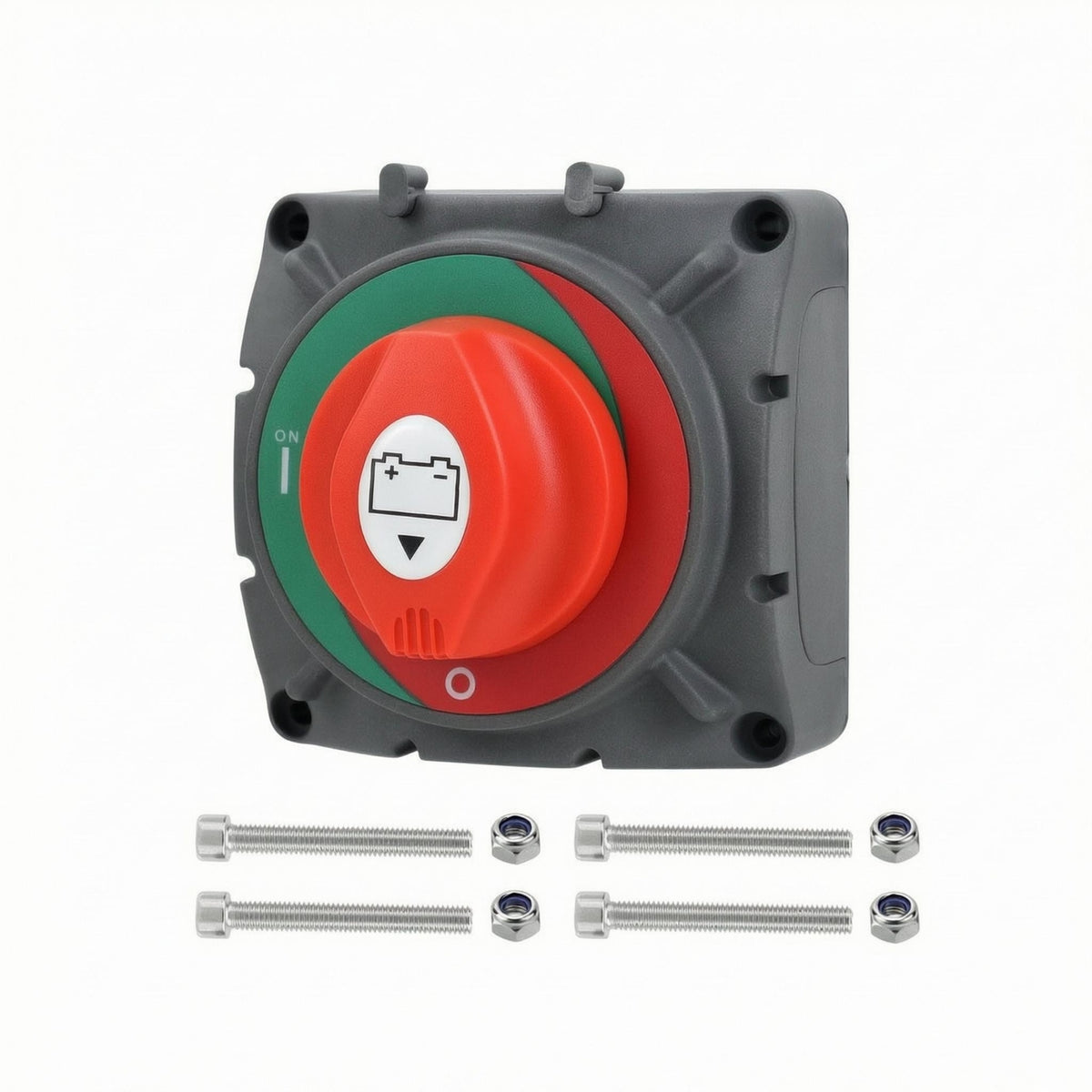 2-Position Battery Disconnect Switch with Mounting Hardware Rotary Battery Switch Square Electrical Component Easy Installation for Boat, RV, Truck, Car