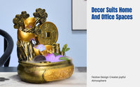 Feng Shui Water Wheel Money Tree, Resin Circulating Water Fortune Basin Desktop Decor for Office, Home, Good Luck Ornament