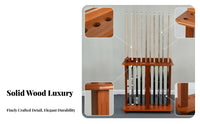 Walnut Finish Billiard Cue Rack for Game Room