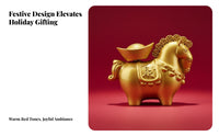 Prosperity Symbol Horse with Gold Ingot Ornament Rotating Feature Wealth Horse Figurine Detailed Craftsmanship for Desk, Office, Entryway