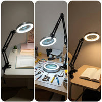 Clamp-on Magnifying Lamp LED Desk Magnifying Lamp Desk Magnifier with Light Dimmable for Crafters, Crafting, Repair Tasks