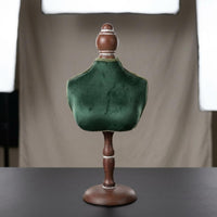 Handmade Vintage-Style Jewelry Bust Decorative Trim Velvet Jewelry Bust Round Base Velvet Necklace Display Stand