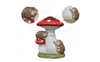 Fungus Statue with Hedgehogs Ceramic Fungus Hedgehog Figurine Toadstool Ornament Whimsical Cute for Gardeners, Patio