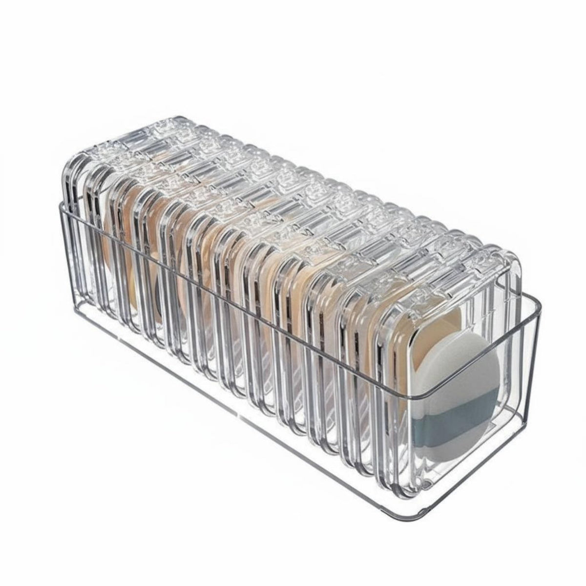 Clear Partitioned Puff Container Dustproof Makeup Organizer Dust-Proof for Women