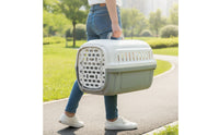 Pet Carrier with Barrier Secure Hard-Sided Cat Carrier Easy to Hygienic Pet Enclosure Crate with Handle cats, Car Travel