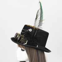 Lightweight Top Hat with Feather Vintage Steampunk Top Hat for Cosplayers, Cosplay, Halloween