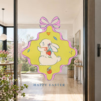 Easter Window Cling Residue Cling Easter Decal Repositionable Bunny and Egg Window Decals for Business Owners, Glass Door, Storefront