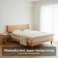 Floating Wooden Bedstead Nordic design Bed Frame Minimalist Aesthetic Bedroom Furniture for Apartment Dwellers, Adults, Small Living Spaces, Guest Room