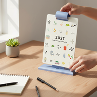 2027 Desktop Calendar with Planner and Memo Pad, Stylish Design for Students and Office