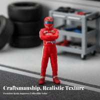 1:64 Scale Racing Driver Figure Collectible 1:64 Scale Driver Figure Miniature People Figurine High Intricacy Hobby Supply