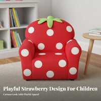 Cartoon Design Strawberry-Shaped Chair Soft Upholstery kids' Furniture Sturdy Frame Upholstered Armchair Materials for Girls, Toddlers, Parents, storytime Corner, Playroom, Bedroom, Living Room