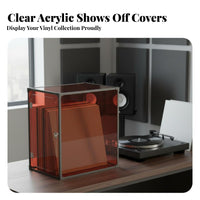 LP Album Storage Box Minimalist Design Vinyl Record Storage Box Dustproof Acrylic LP Display Case for Audiophiles, Desktop, Bookshelf