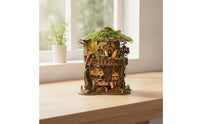 DIY Treehouse Kit Woodland Miniature House with Light String Miniature House with LED Light Creative Bookcase Insert Decorative