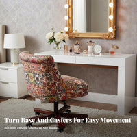 Height Adjustable Wheeled Vanity Chair Vintage design Office Furniture 360-Degree rotate Accent Seat effortless Rolling Casters for Home Workers, Students, Adults, Bedroom, Study Room, Small Spaces