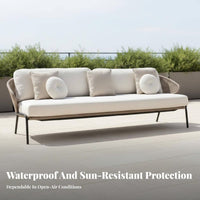 4 Pieces Waterproof 4-Piece Rope-Weave Sofa Set externaldoor Furniture Nordic Design Garden Furnishings All-Weather for Villa Owners, Hotel Managers, Terrace, Sunroom, Balcony, rearyard