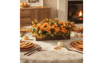 Artificial Flower Arrangement with Wooden Box Rustic Floral Centerpiece with Wooden Completely Full Artificial Floral Centerpiece