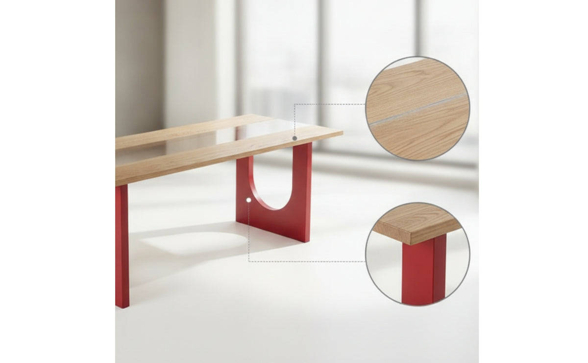 Table with U-Form Legs Geometric-Modern-Style Dining Table Versatile Writing Desk for Home Office