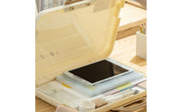 Large Capacity Portable Document Case Sturdy Plastic Briefcase Double Latch Closure A4 File Storage Box for Students, School