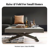 Transforming Coffee Dining Table Solid Wood Lift Surface Table Table Multi-Functional for Families, Homeowners, Living Room, Home Office, Kitchen